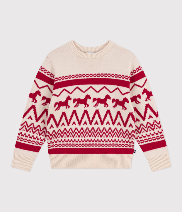 Pullover in lana e cotone fantasia bambino rosso/rosso