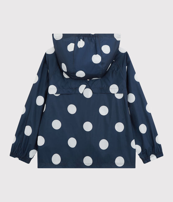 Giacca a vento lunghezza media in poliestere riciclato bambina blu MEDIEVAL/bianco MARSHMALLOW