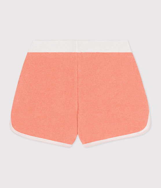 Shorts in spugna di cotone tinta unita bambina arancione ABRICOT