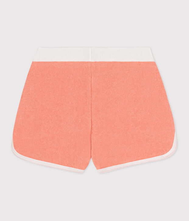 Shorts in spugna di cotone tinta unita bambina arancione