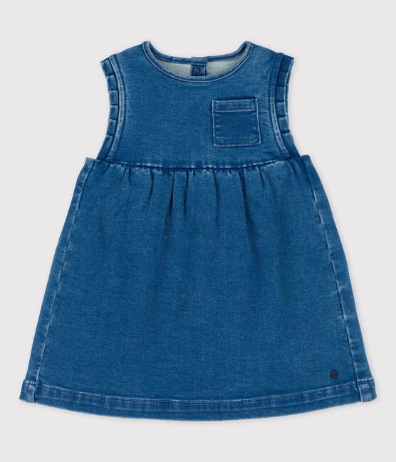 Abito smanicato per bebè in denim eco-sostenibile  blu BLEU DELAVE