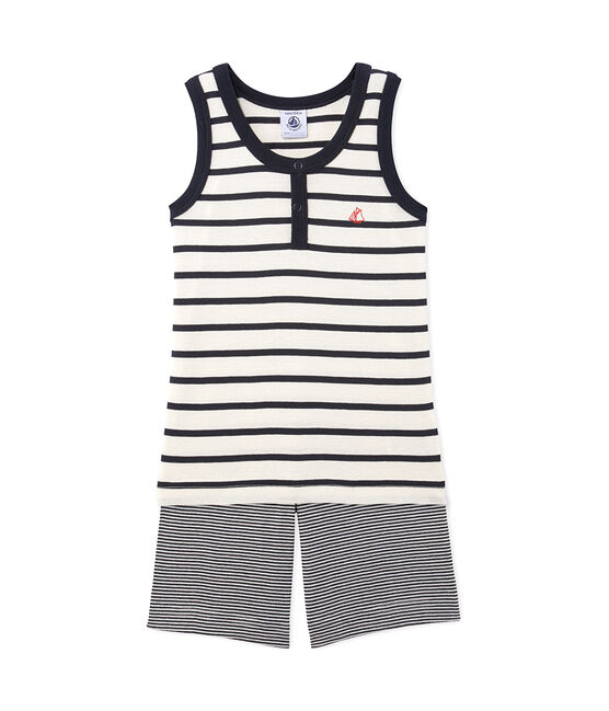 Pyjacourt garçon rayé beige COQUILLE/blu SMOKING
