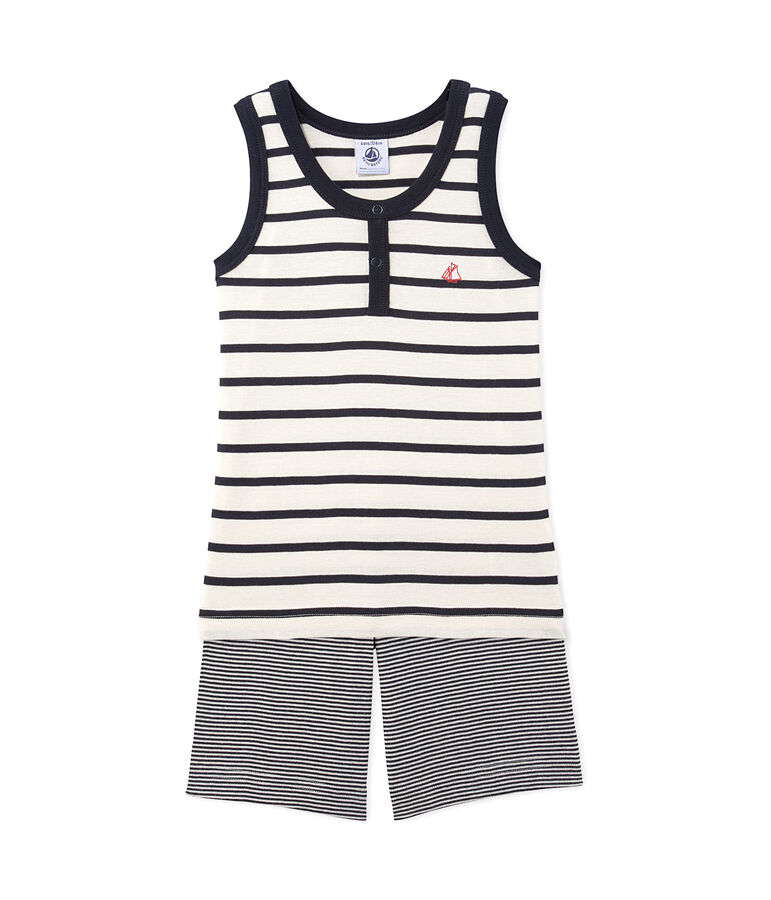 Pyjacourt gar&ccedil;on ray&eacute; beige COQUILLE/blu SMOKING