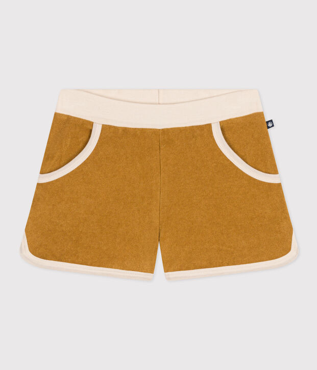 Shorts in spugna bambina giallo