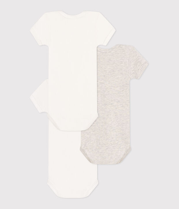 Set da 3 body a maniche corte in cotone con cuoricino neonato multicolore