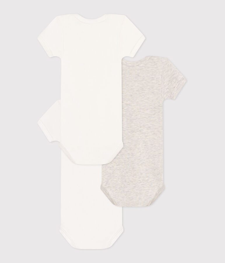 Set da 3 body a maniche corte in cotone con cuoricino neonato multicolore