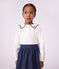 Blusa con colletto e maniche lunghe in cotone tinta unita bambina bianco