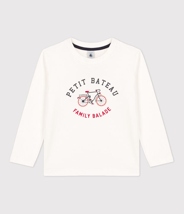 T-shirt bambino a maniche lunghe in cotone bianco