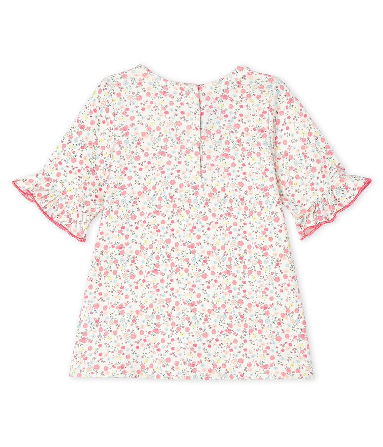 Blusa manica corta beb&egrave; femmina in fantasia. bianco/multicolore