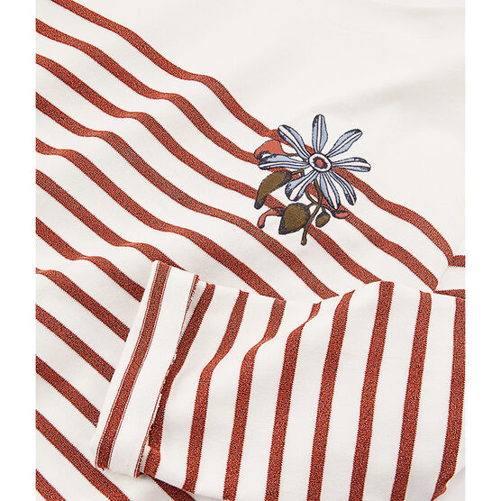 Marinière maniche lunghe donna bianco MARSHMALLOW/rosa COPPER