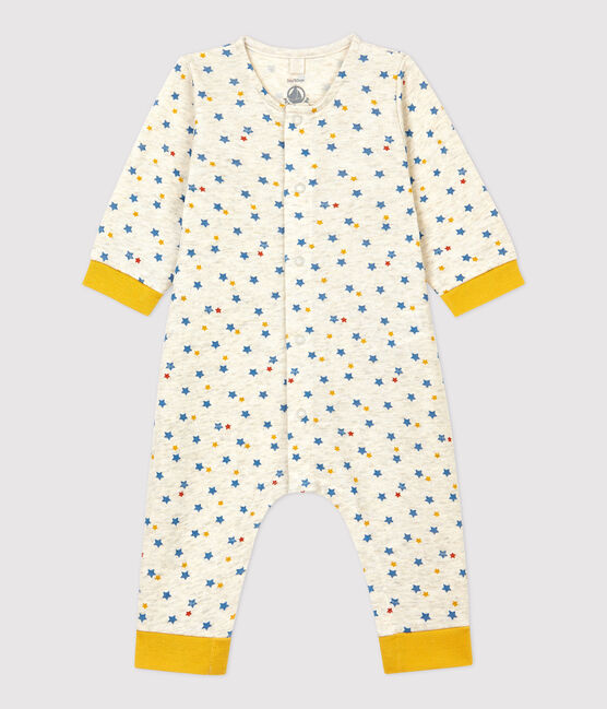 Tutina lunga a stelline multicolori bebè in lana e cotone biologico beige MONTELIMAR/bianco MULTICO