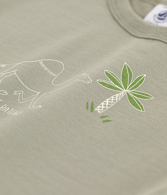 T-shirt bebè a maniche corte in jersey con motivo verde MARECAGE