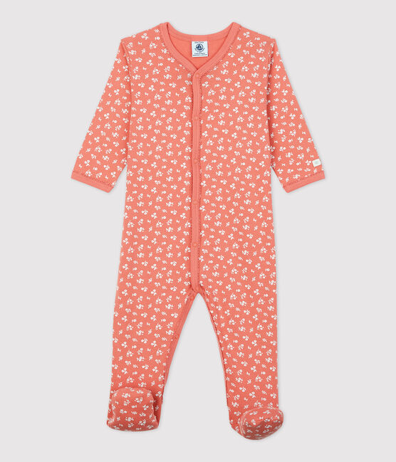 Tutina pigiama a fiori bebè in cotone biologico rosa PAPAYE/ MARSHMALLOW