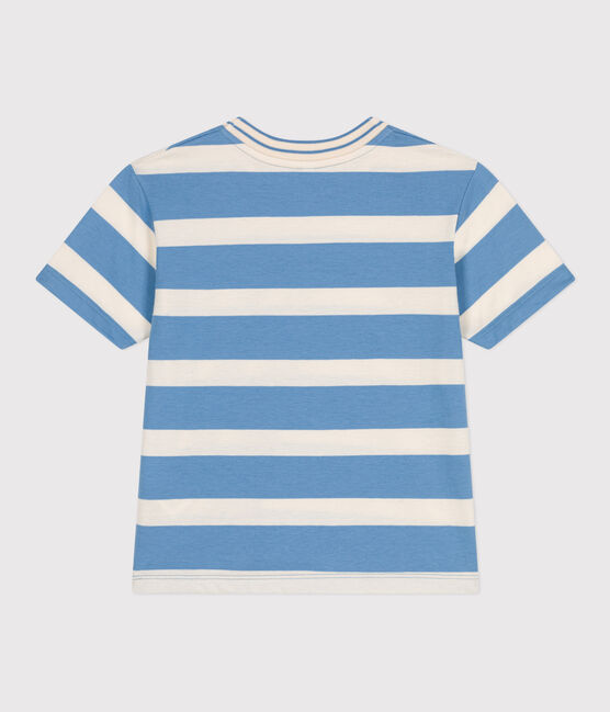 T-shirt a maniche corte in cotone a righe bambino blu ALASKA/ AVALANCHE