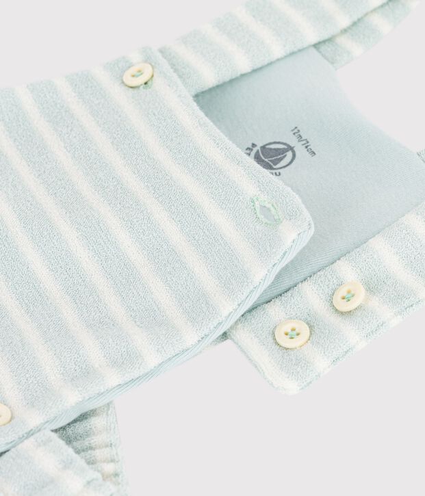 Pagliaccetto in spugna di cotone a righe neonato blu/ecru