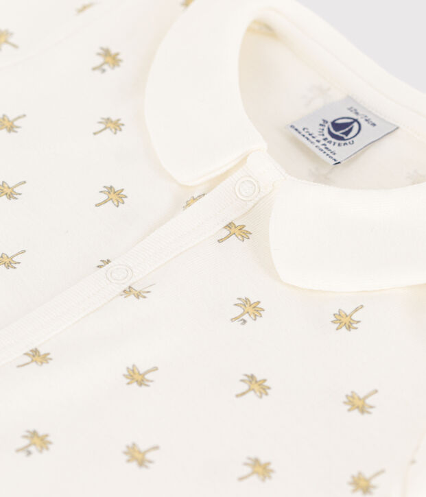 Tutina corta beb&egrave; in cotone con palme bianco/multicolore