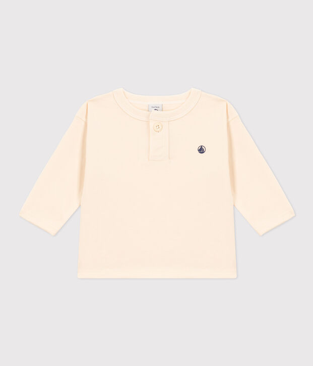 T-shirt a maniche lunghe in jersey per beb&egrave; ecru