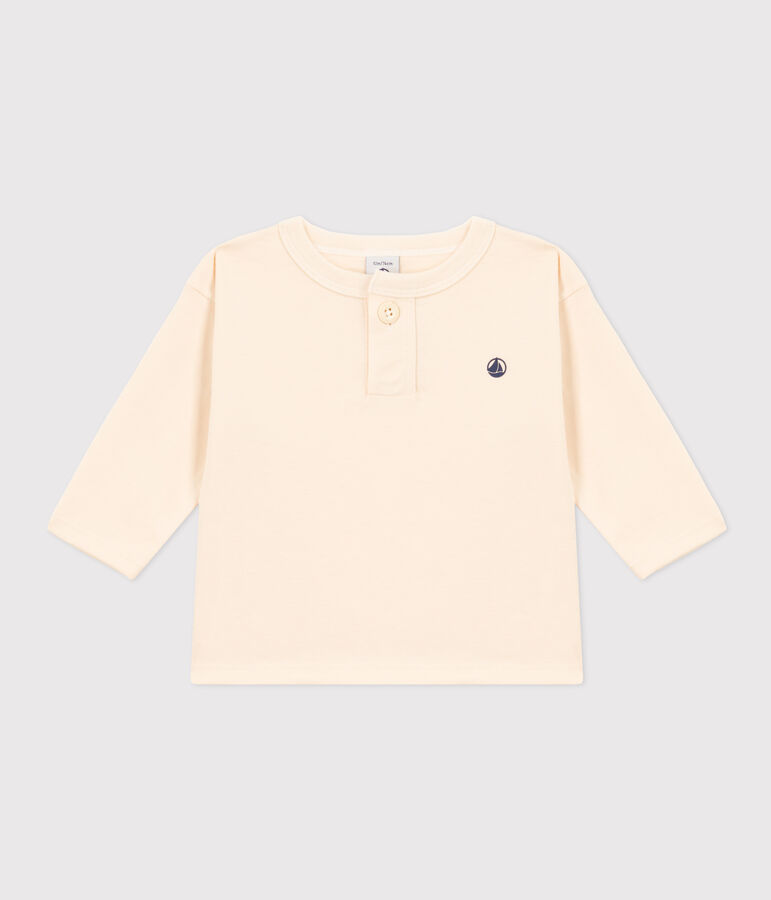 T-shirt a maniche lunghe in jersey per beb&egrave; ecru