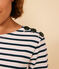 Marinière donna abbottonata in cotone bianco MARSHMALLOW/blu SMOKING