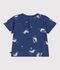 T-shirt a maniche corte in cotone con gabbiani stampati neonato blu/multicolore
