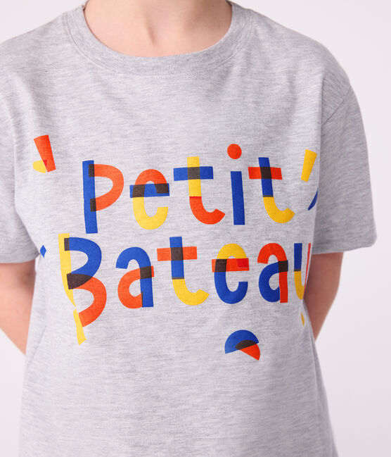 T-shirt a maniche corte con stampa bambino grigio FUMEE CHINE