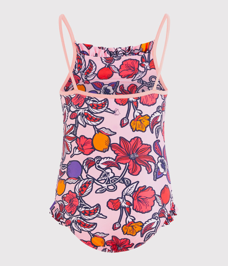 Costume da bagno intero ecoresponsabile bambina rosa/multicolore