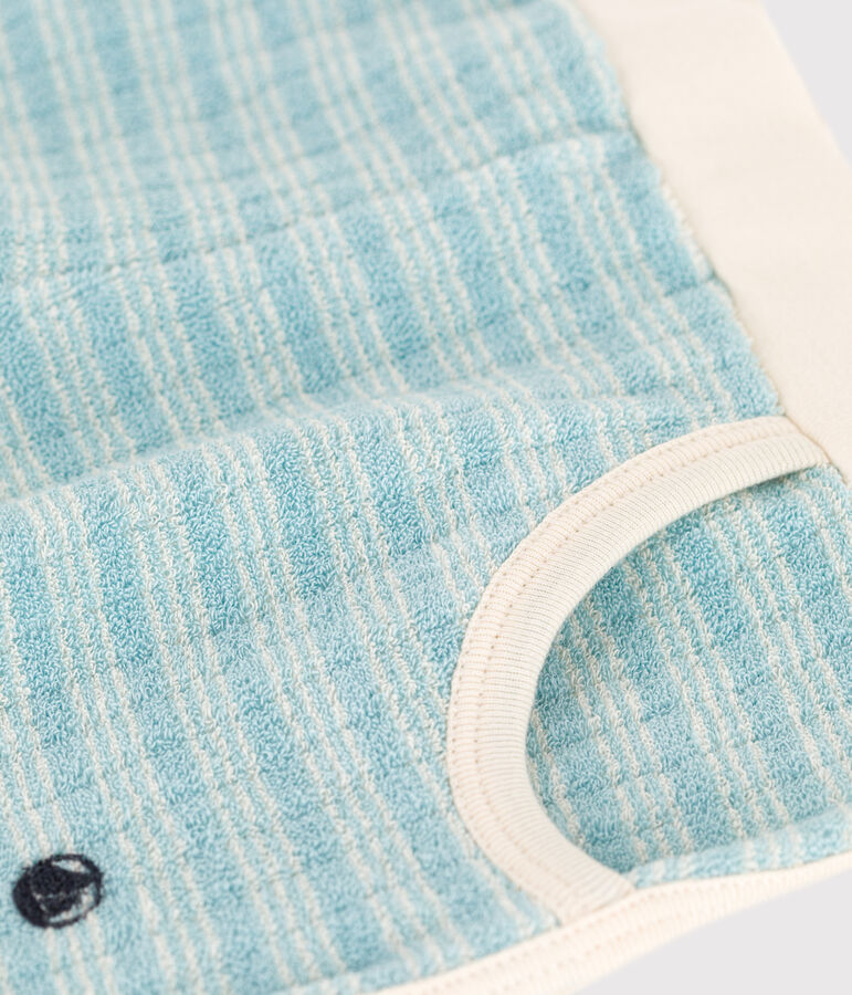 Shorts a righe in spugna bambina verde/ecru