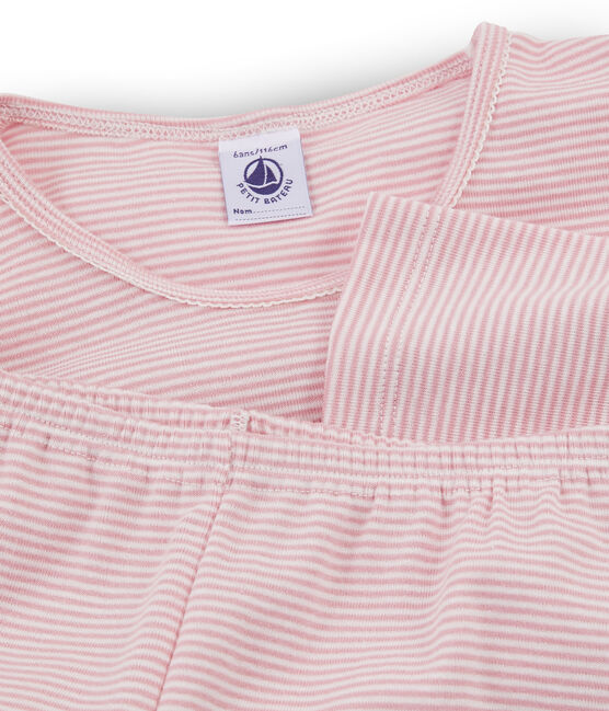 Pigiama bambina a costine rosa CHARME/bianco MARSHMALLOW