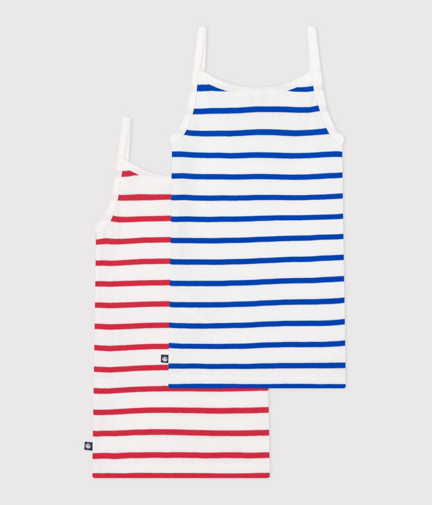 Set di 2 canotte in cotone a righe bambino multicolore