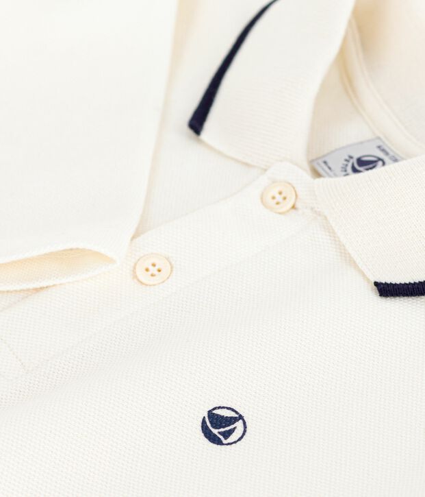 Polo a maniche lunghe in cotone con stampa bambino MILK