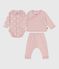 Set regalo 2 pezzi in velluto con body con stampa a cuori neonato rosa JOLI