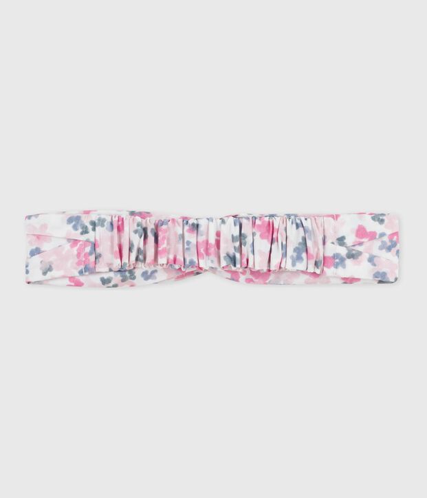 Fascia in popeline con stampa a fiori bambina ecru/multicolore