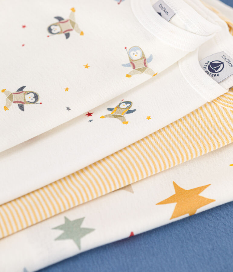 Set di 5 body a maniche lunghe in cotone con stampa spazio neonato multicolore