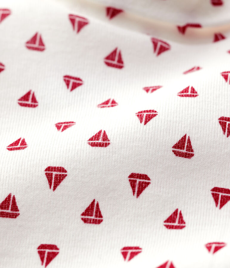 Body in cotone beb&egrave;. bianco MARSHMALLOW/rosso TERKUIT