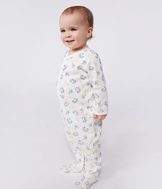 Pigiama in cotone con furgoni neonato bianco MARSHMALLOW/bianco MULTICO