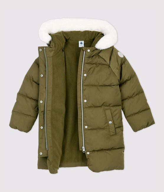 Piumino lungo bambina verde MILITARY