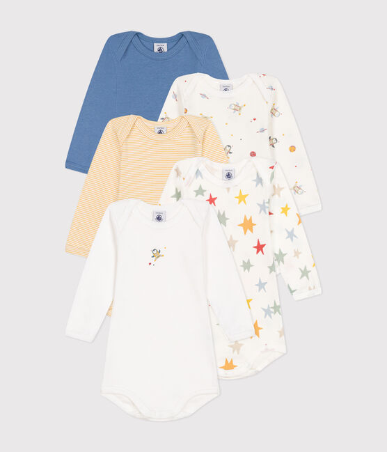 Set di 5 body a maniche lunghe in cotone con stampa spazio neonato variante 1