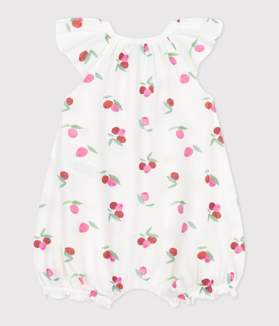 Tutina corta in cotone con frutti neonato bianco MARSHMALLOW/bianco MULTICO
