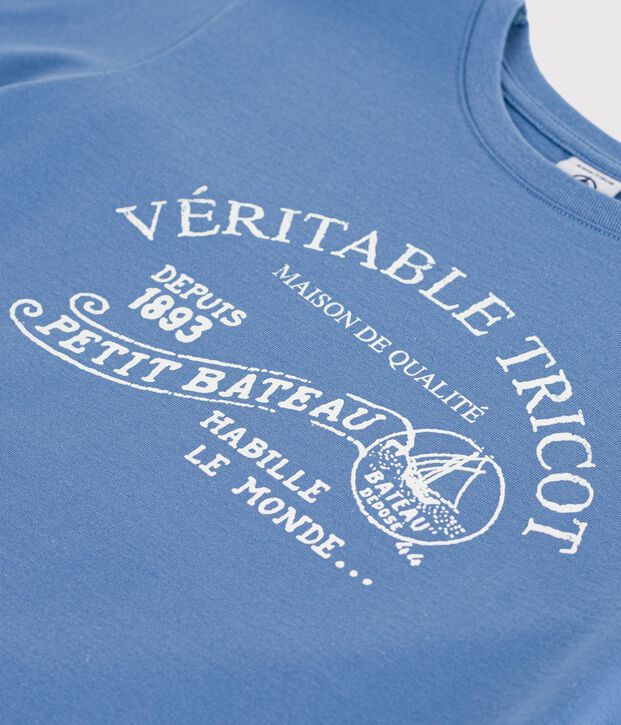 T-shirt a maniche corte con stampa bambino blu