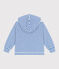 Felpa con cappuccio bambino unisex in spugna di cotone a righe blu MARSHMALLOW/ PORCELANA
