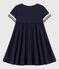 Abito a maniche corte in cotone bio bambina blu SMOKING