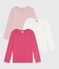 Set di T-shirt a maniche lunghe in cotone tinta unita bambino variante 1