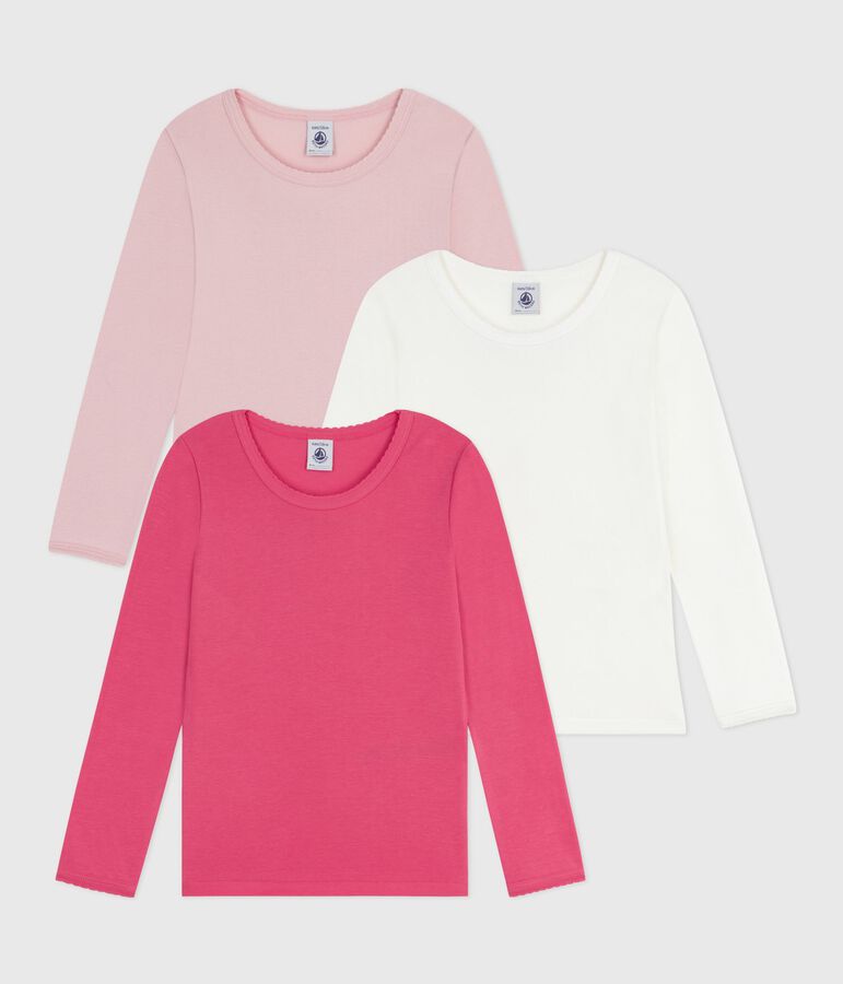 Set di T-shirt a maniche lunghe in cotone tinta unita bambino multicolore