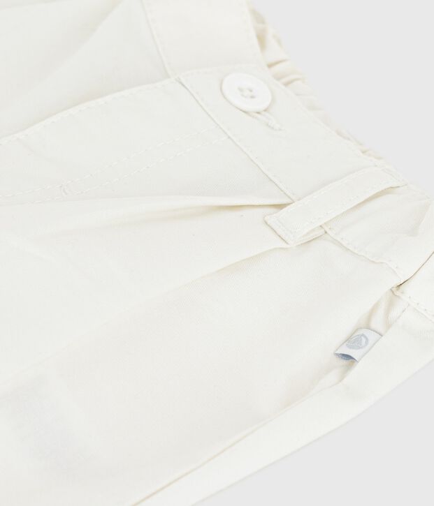 Pantaloni in serge tinta unita neonato bianco