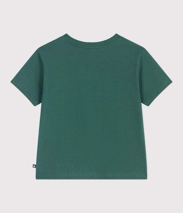 T-shirt a maniche corte con stampa bambino verde
