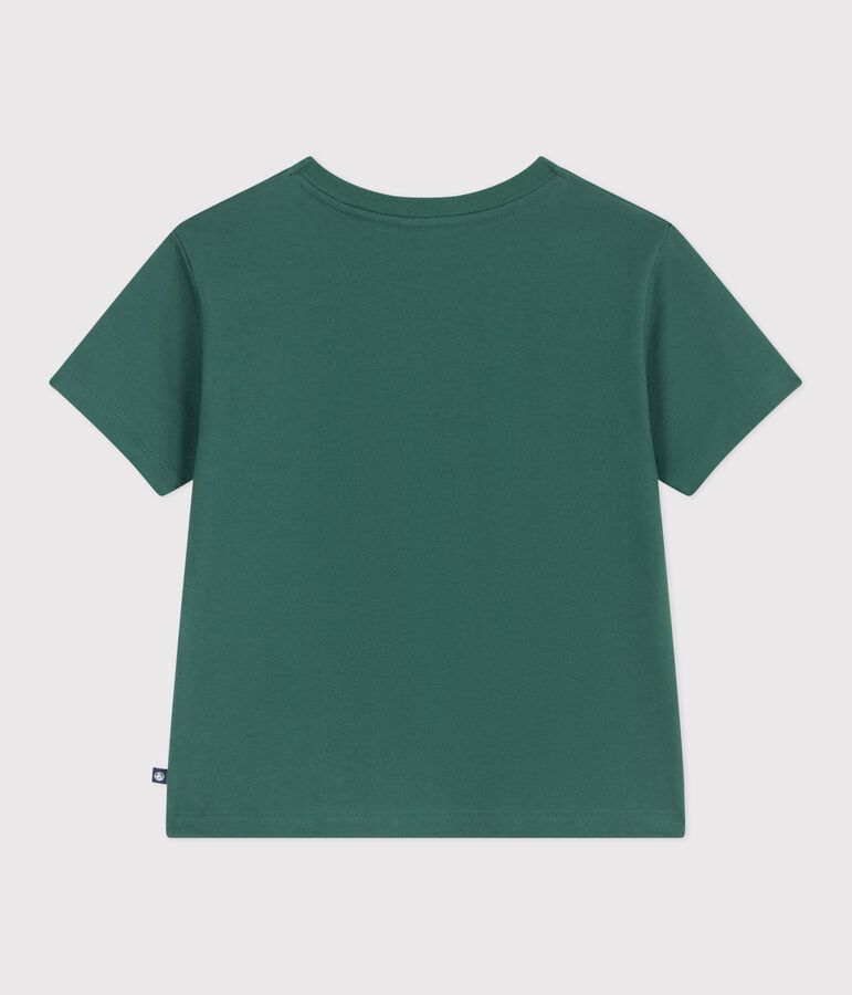 T-shirt a maniche corte con stampa bambino verde