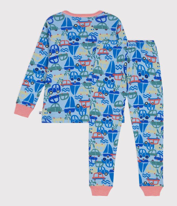 Pigiama in cotone con automobili stampate bambino blu/multicolore