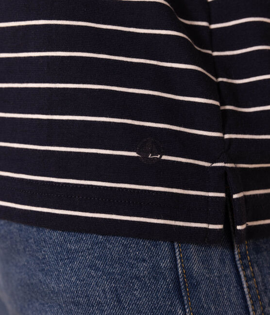 T-shirt LE BOXY in cotone Donna blu SMOKING/bianco MARSHMALLOW