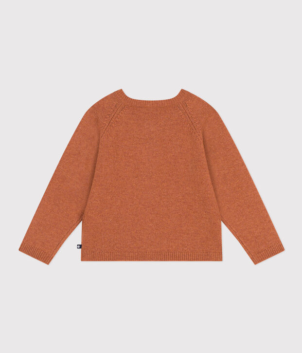 Cardigan in lana bambina marrone