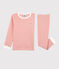 Pigiama bambina/bambino rigato millerighe in cotone biologico rosa PAPAYE/ MARSHMALLOW